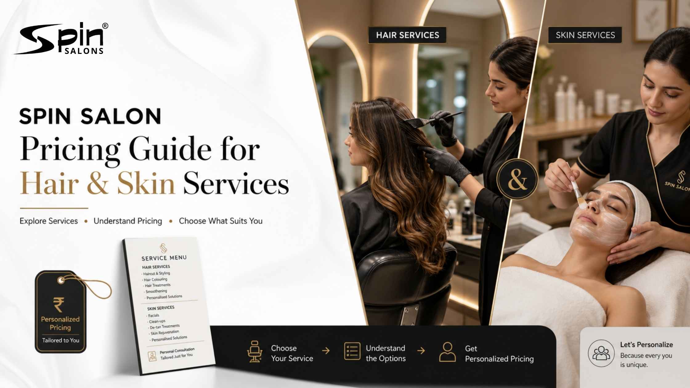Spin Salon Pricing Guide for Hair and Skin Services
